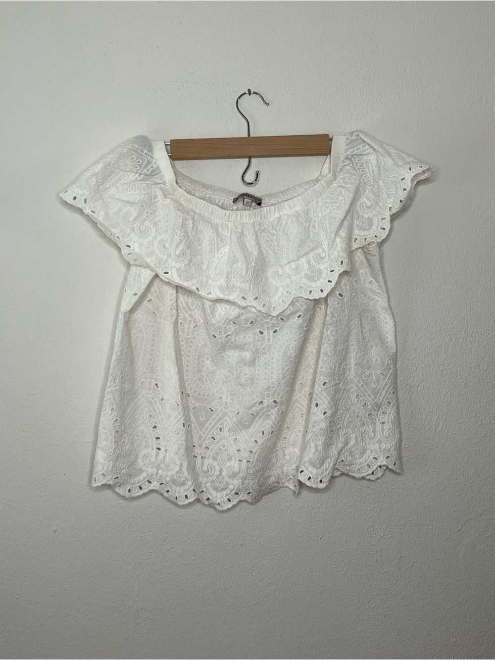 White Eyelet Off-Shoulder Women's Top